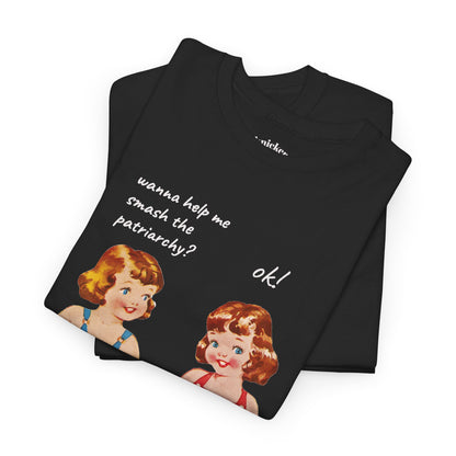 Vintage Paper Doll Retro Graphic T-Shirt - Smash the Patriarchy