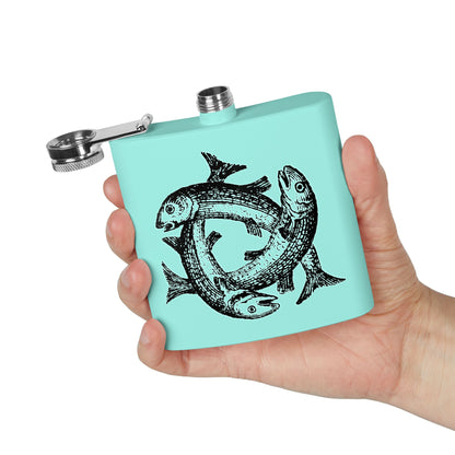 6oz Stainless Steel Flask - Three Fish Crest