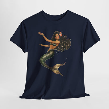 Vintage Pinup Style Graphic Mermaid Tee, All-Gender