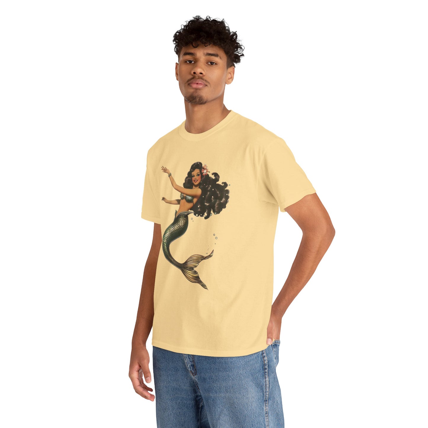 Vintage Pinup Style Graphic Mermaid Tee, All-Gender