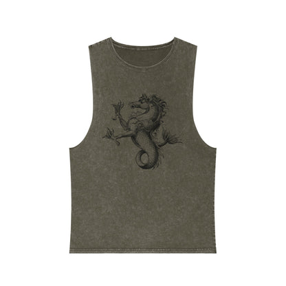 Stonewash Unisex Tank Top - Vintage Mythical Creature Graphic