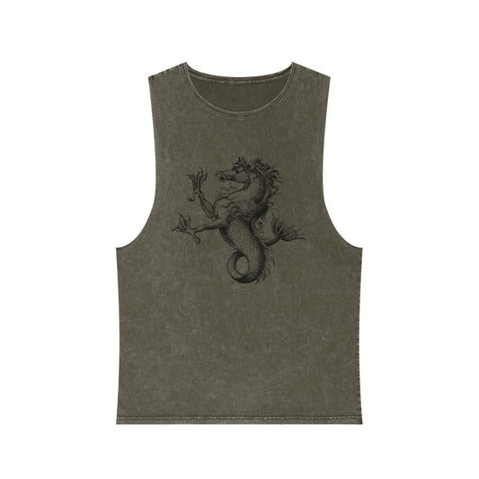 Stonewash Unisex Tank Top - Vintage Mythical Creature Graphic