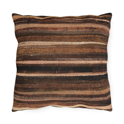 The Outdoor Pillow - Rustic Stripe, Sepia