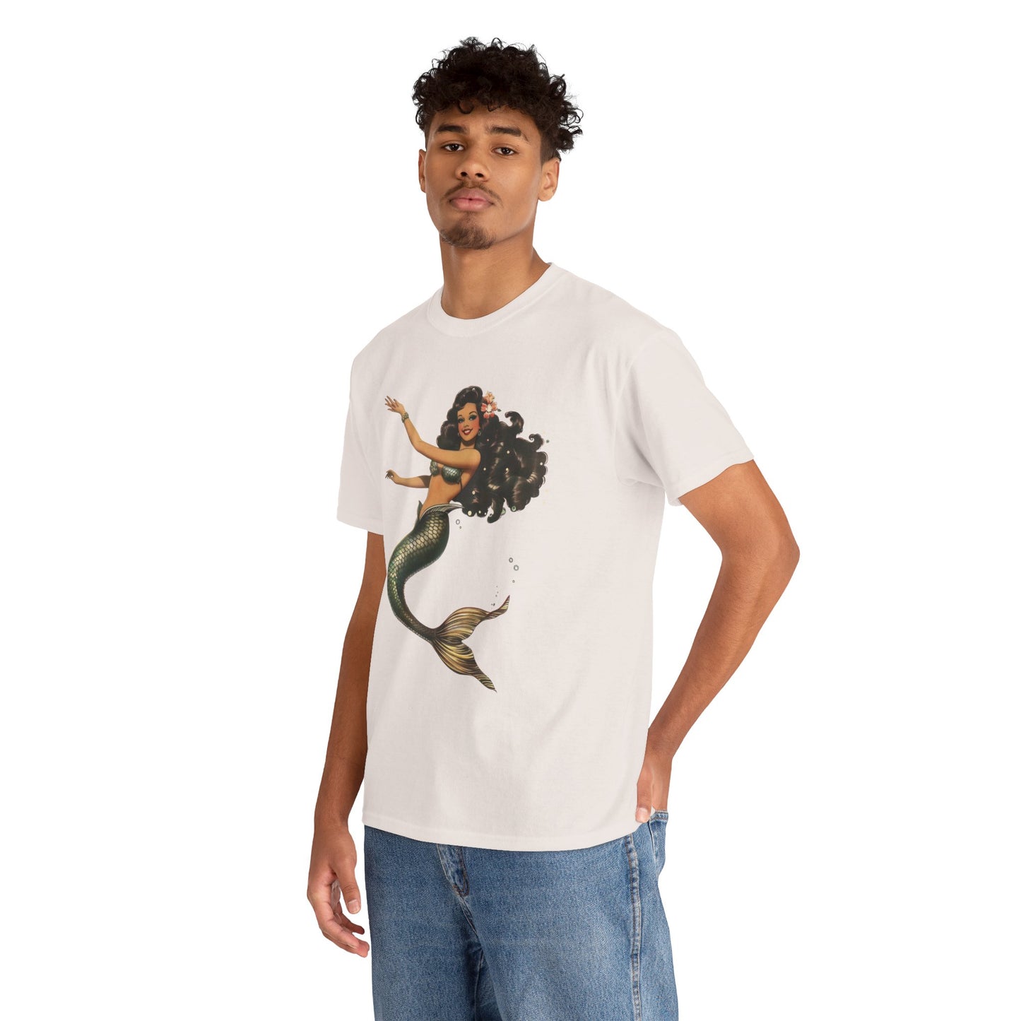 Vintage Pinup Style Graphic Mermaid Tee, All-Gender