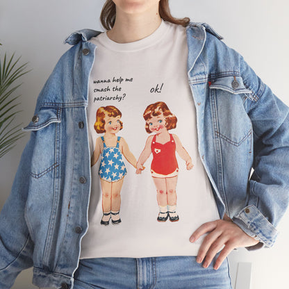 Vintage Paper Doll Retro Graphic T-Shirt - Smash the Patriarchy