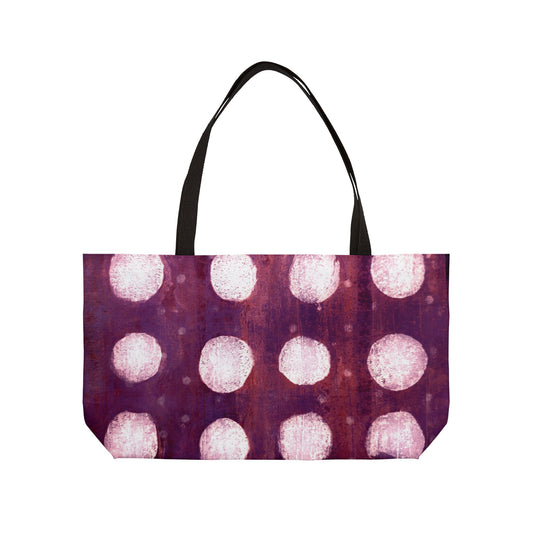 The Weekender Tote Bag - Painterly Polka Dot, Purple and Rust