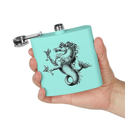 6oz Stainless Steel Flask - Mythological Seahorse