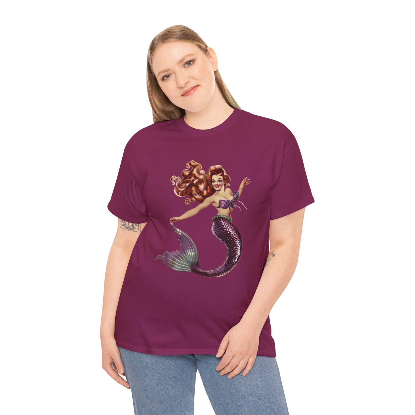 Vintage Pinup Style Graphic Mermaid Tee, All-Gender