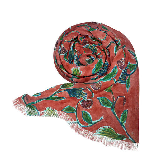 The Studio Scarf - Vine Entwine, Carmine