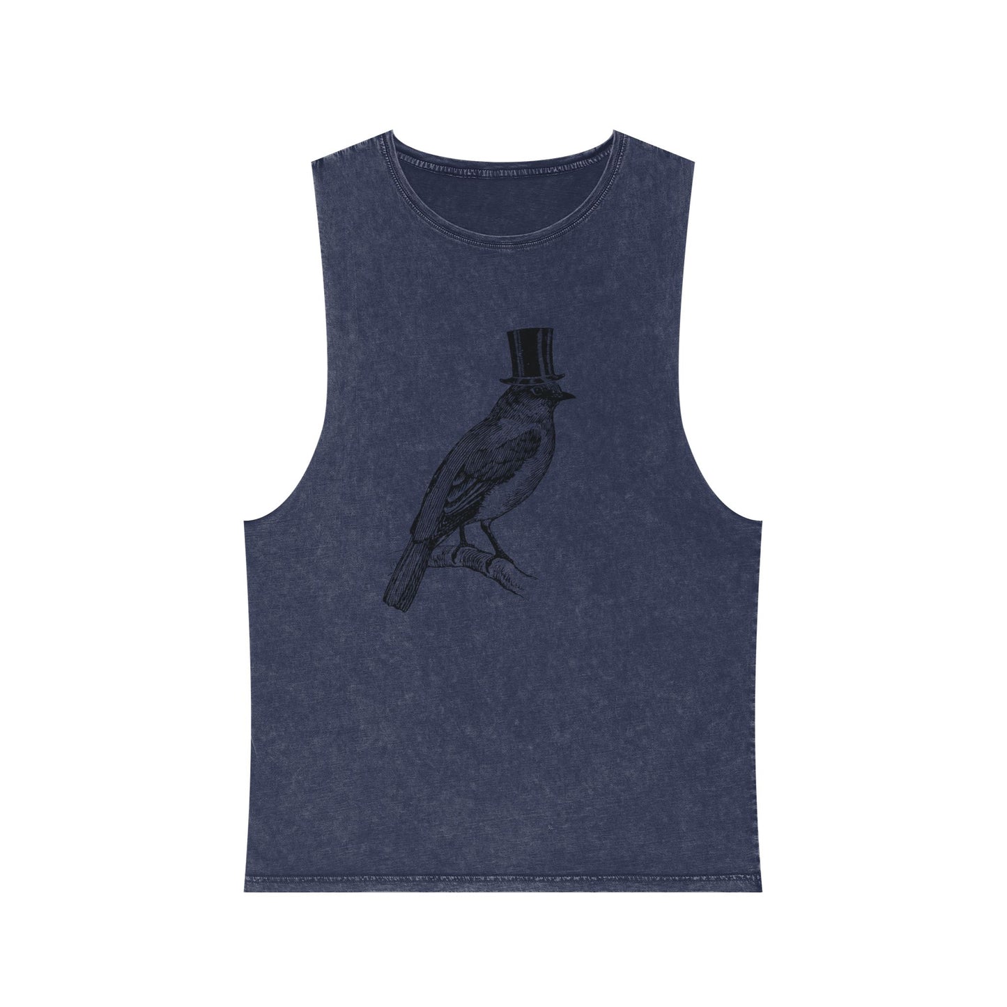 Stonewash Unisex Tank Top - Bird in Top Hat