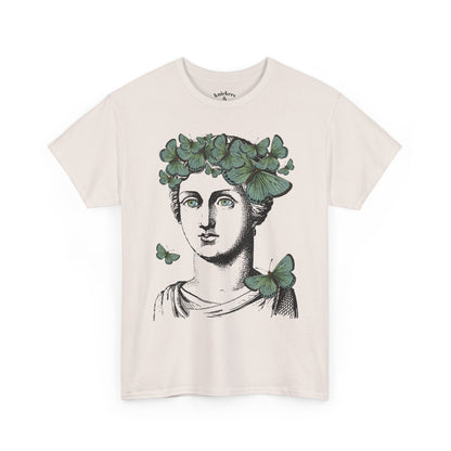 Garden Goddess Graphic Tee - Classical Bust with Green Butterfly Crown