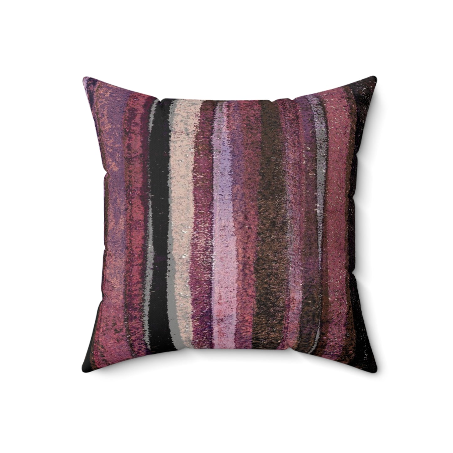 The Faux Suede Pillow - Rustic Stripe, Blackberry