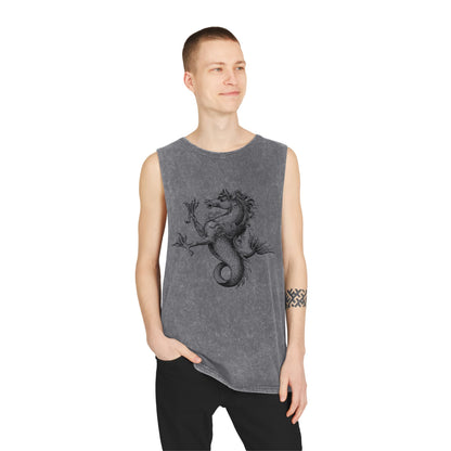 Stonewash Unisex Tank Top - Vintage Mythical Creature Graphic