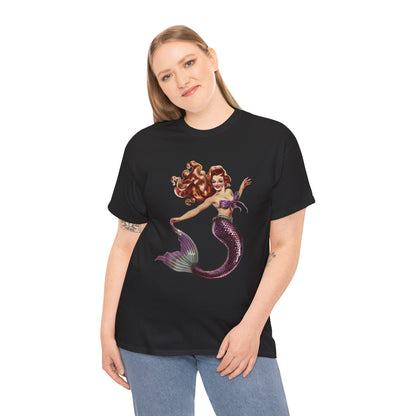 Vintage Pinup Style Graphic Mermaid Tee, All-Gender
