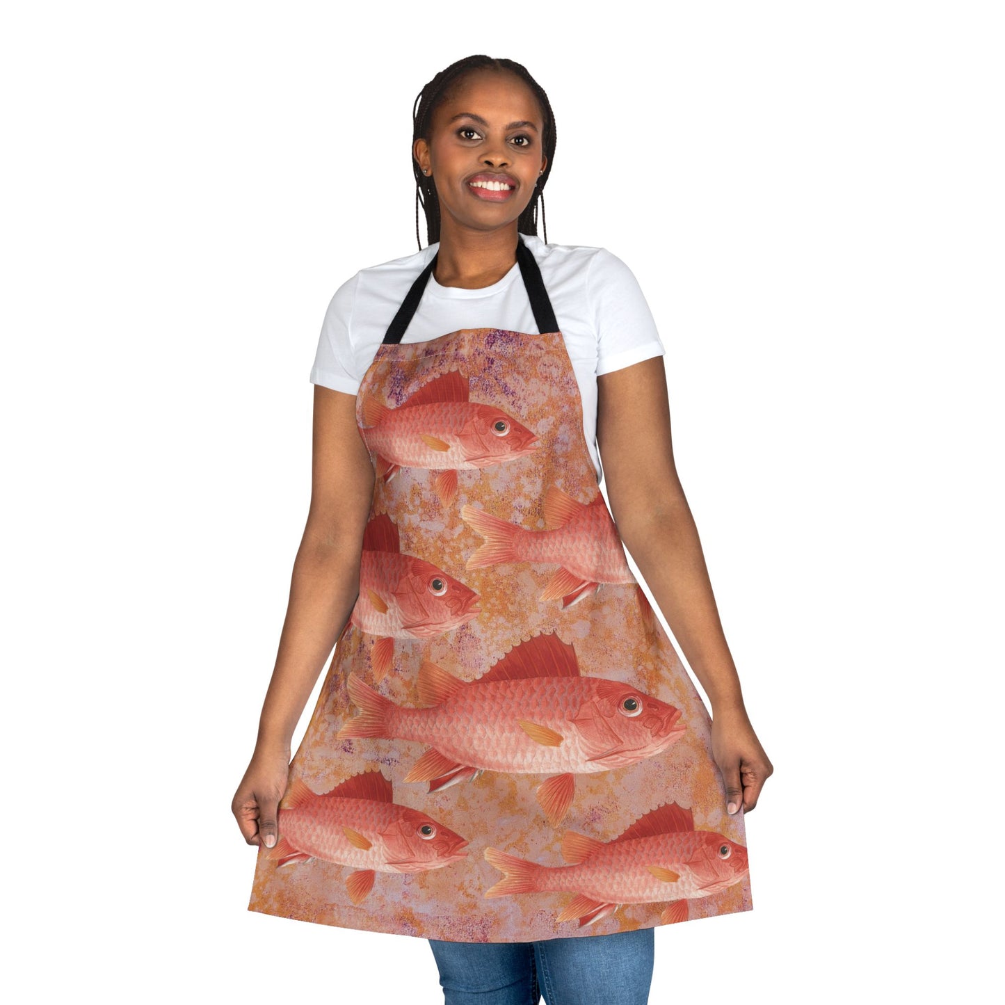 The Maker's Apron - Something's Fishy, Coral Pink