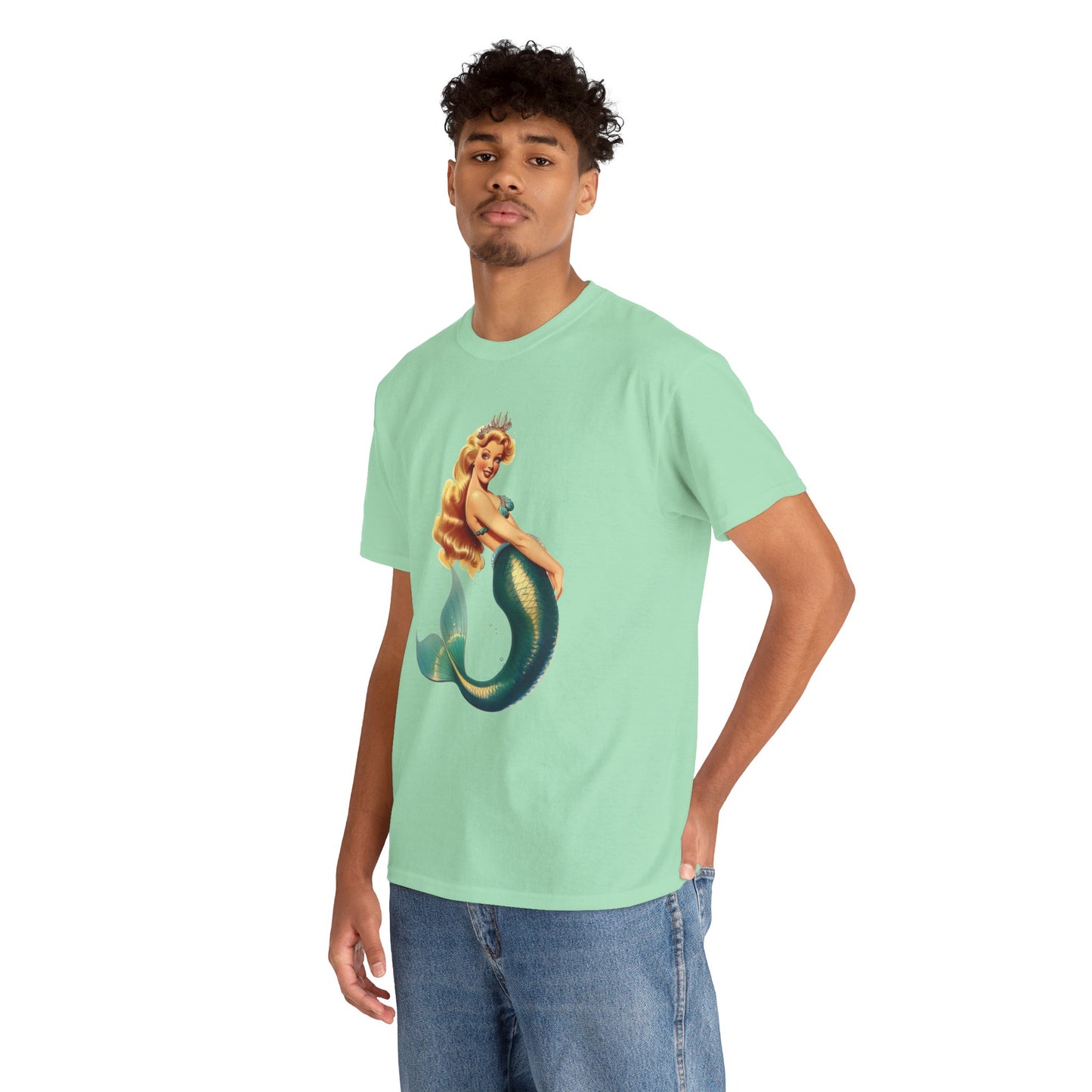 Vintage Pinup Style Graphic Mermaid Tee, All-Gender