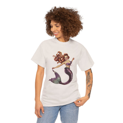 Vintage Pinup Style Graphic Mermaid Tee, All-Gender