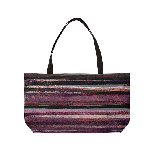 The Weekender Bag - Rustic Stripe, Blackberry