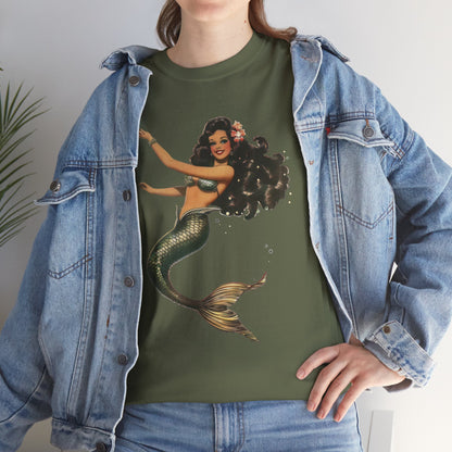 Vintage Pinup Style Graphic Mermaid Tee, All-Gender