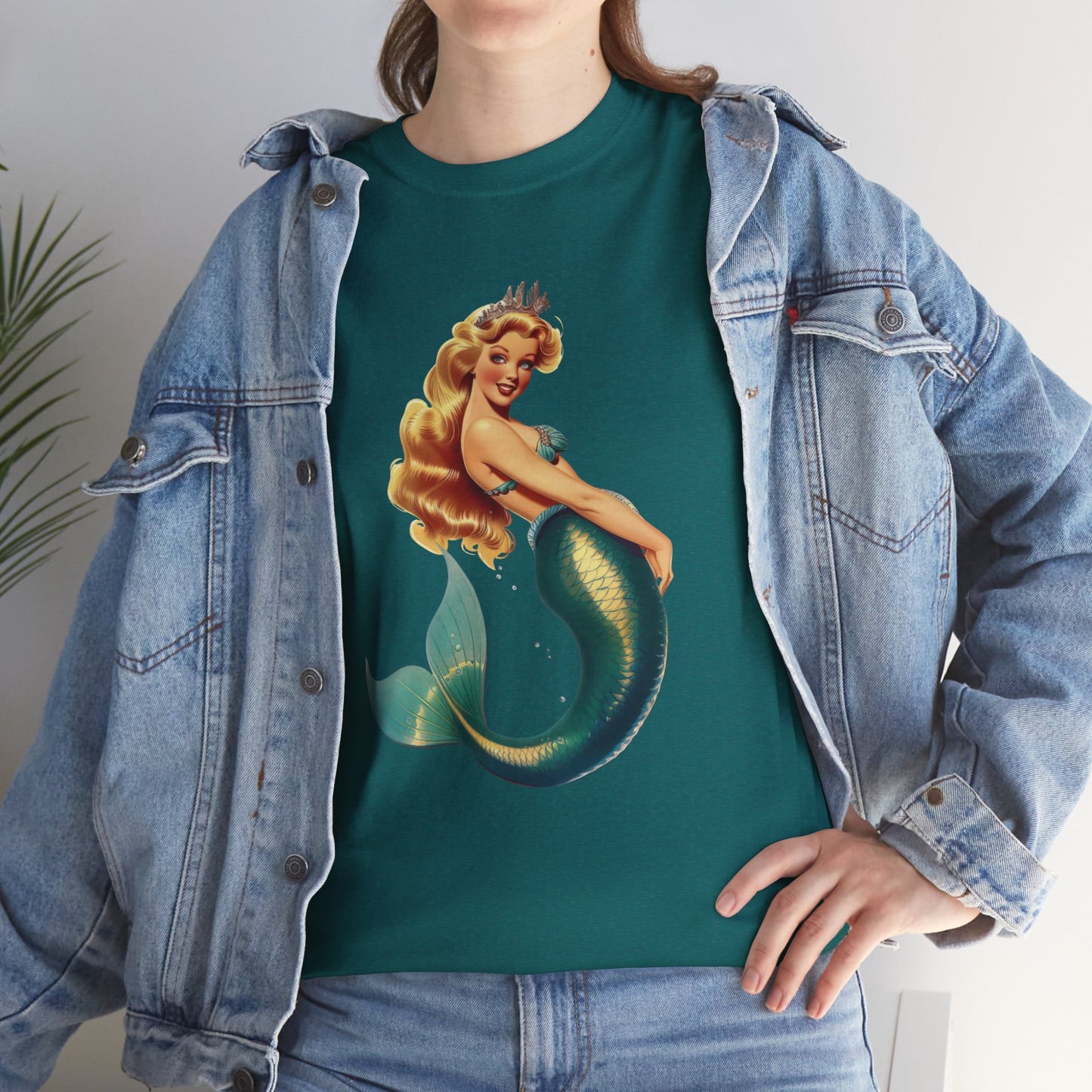 Vintage Pinup Style Graphic Mermaid Tee, All-Gender