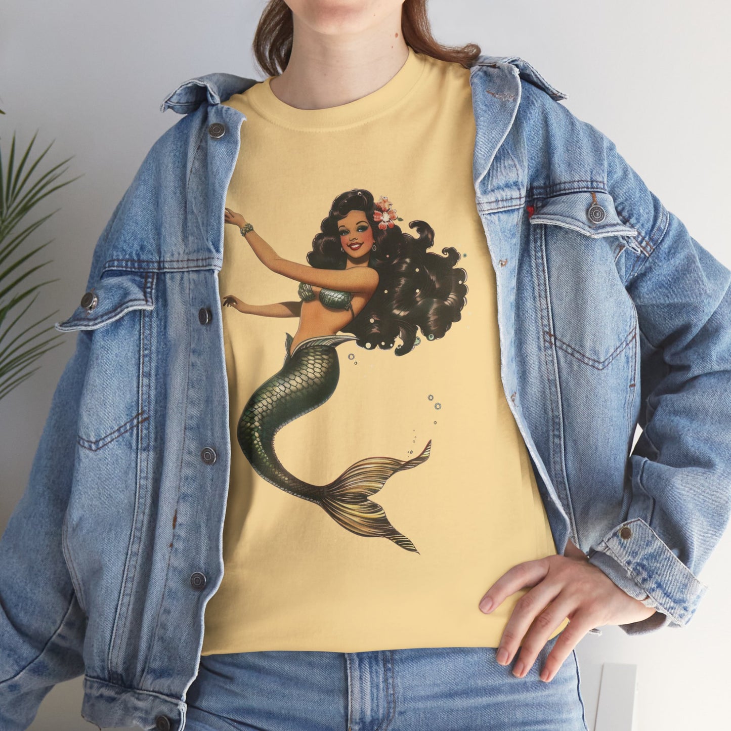 Vintage Pinup Style Graphic Mermaid Tee, All-Gender