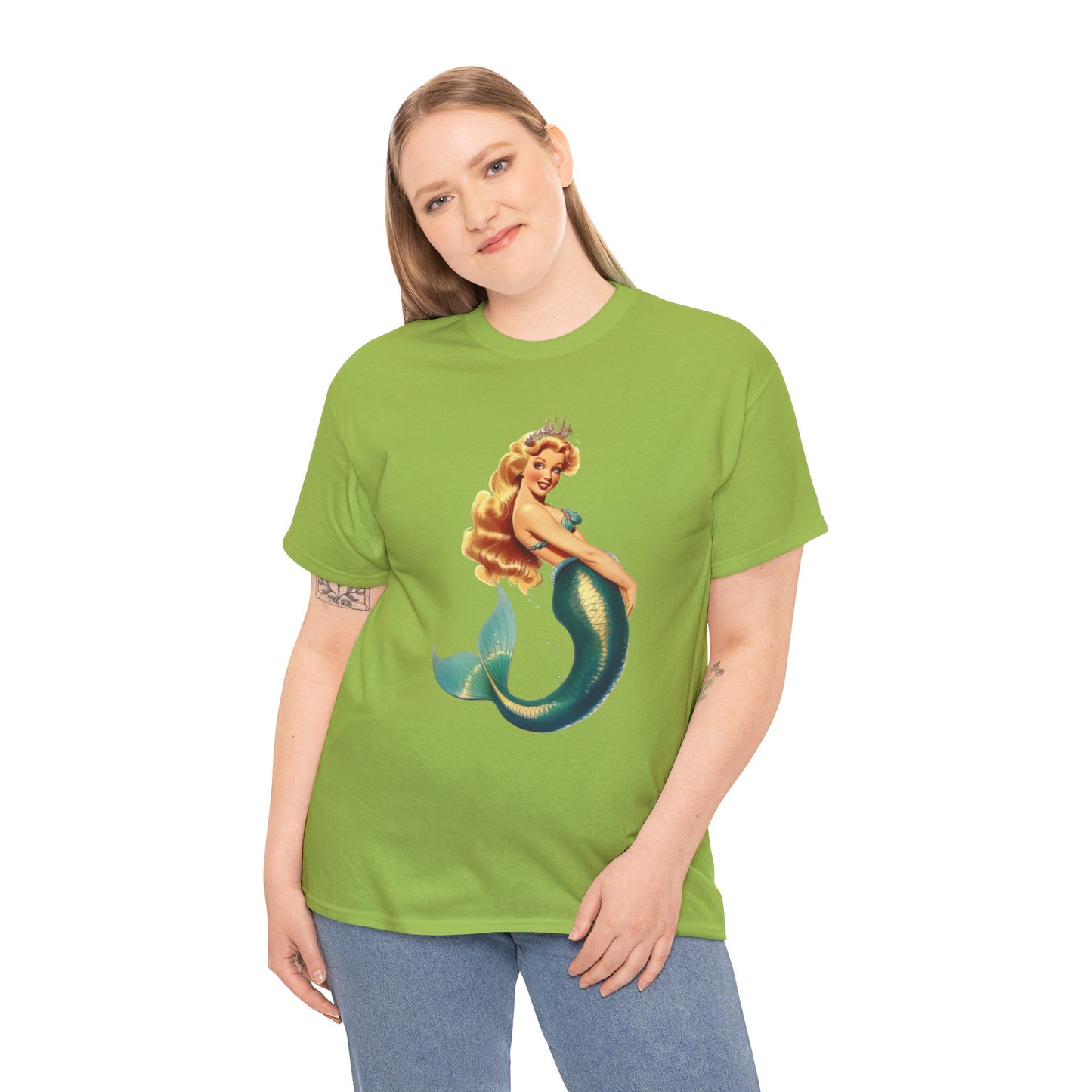 Vintage Pinup Style Graphic Mermaid Tee, All-Gender
