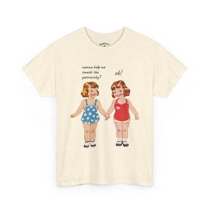 Vintage Paper Doll Retro Graphic T-Shirt - Smash the Patriarchy