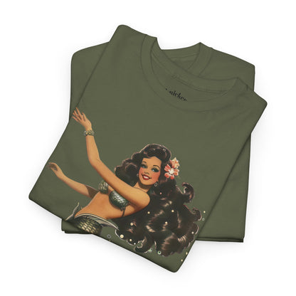 Vintage Pinup Style Graphic Mermaid Tee, All-Gender