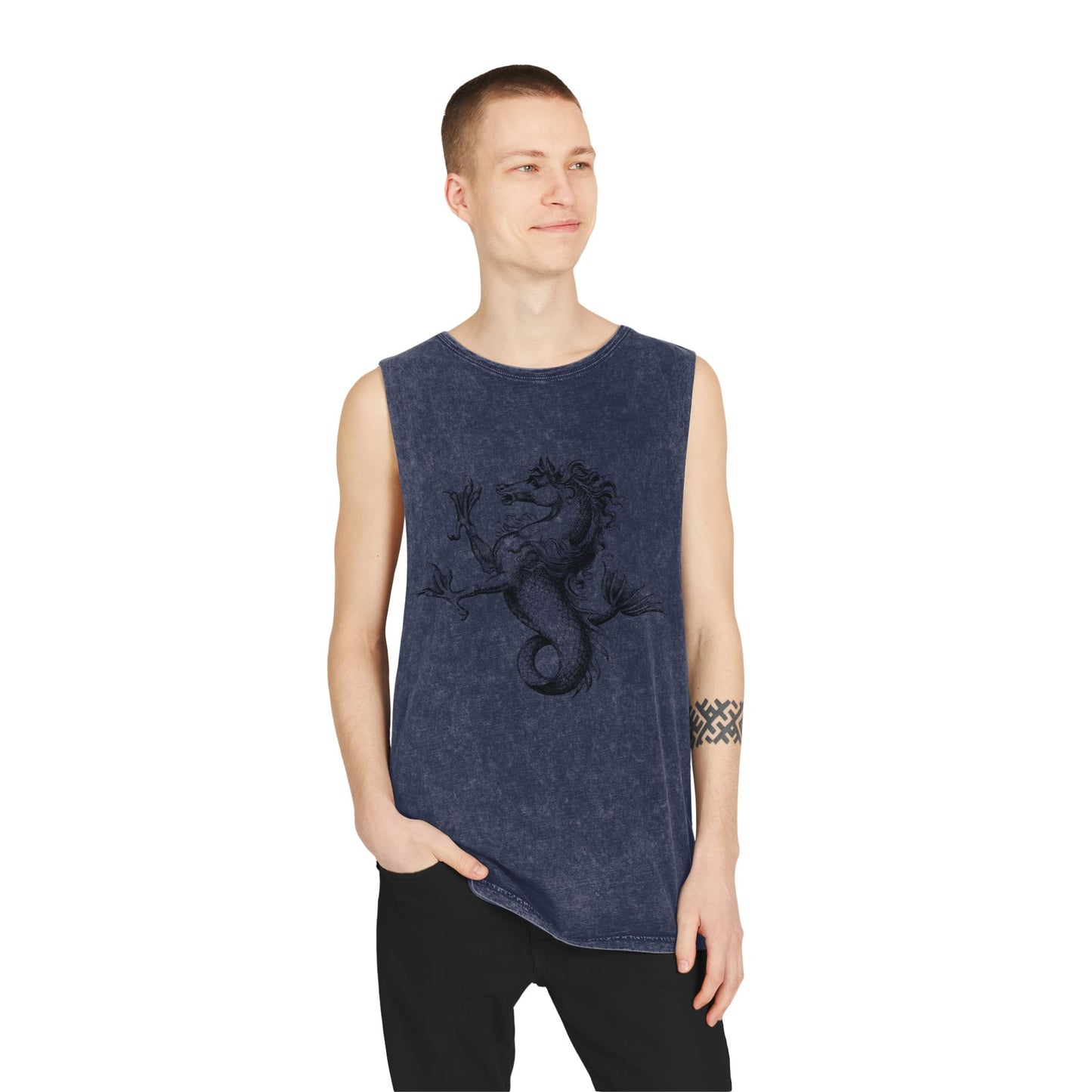 Stonewash Unisex Tank Top - Vintage Mythical Creature Graphic