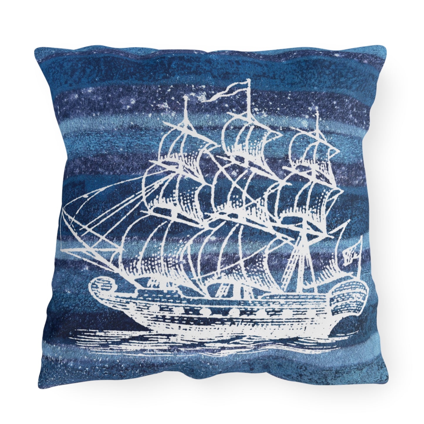 The Outdoor Pillow - Ghost Ship on Rustic Stripe, Sapphire