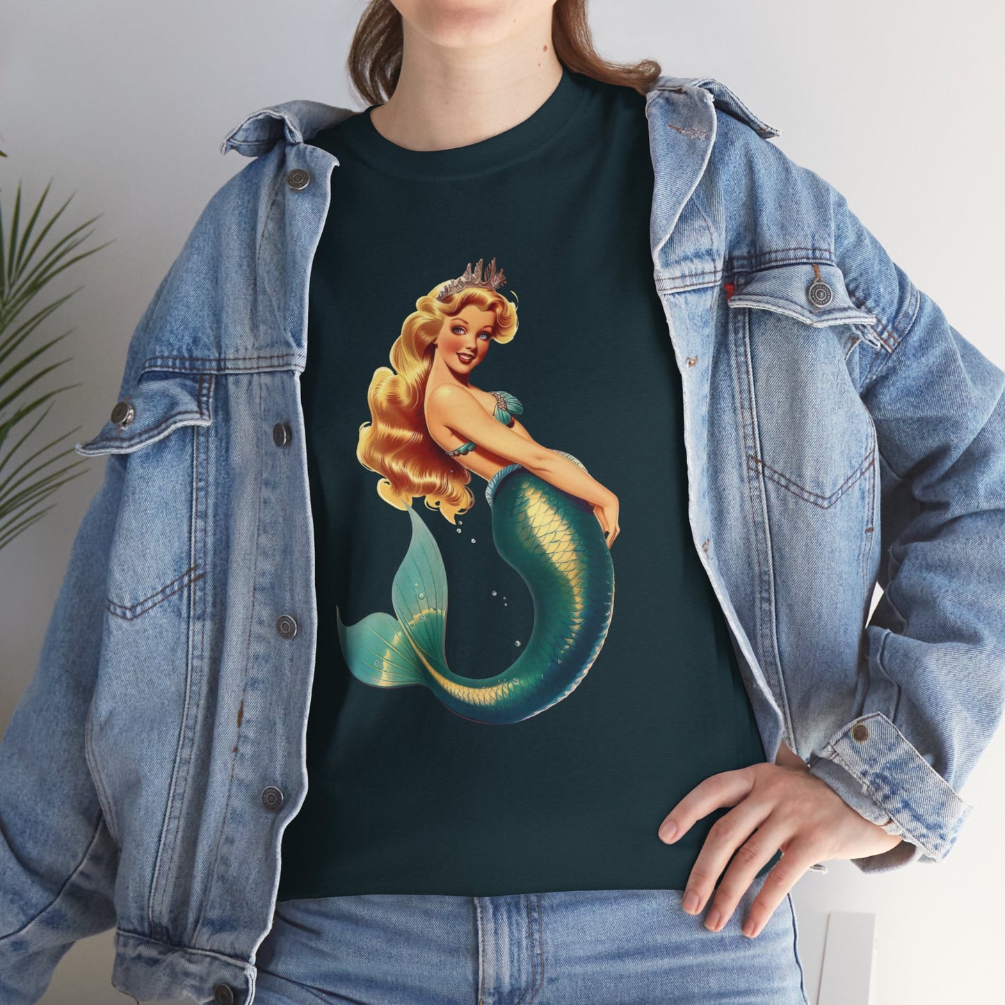 Vintage Pinup Style Graphic Mermaid Tee, All-Gender