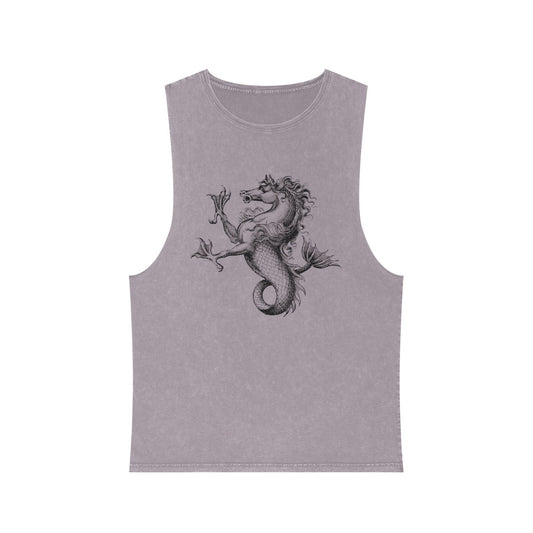 Stonewash Unisex Tank Top - Vintage Mythical Creature Graphic