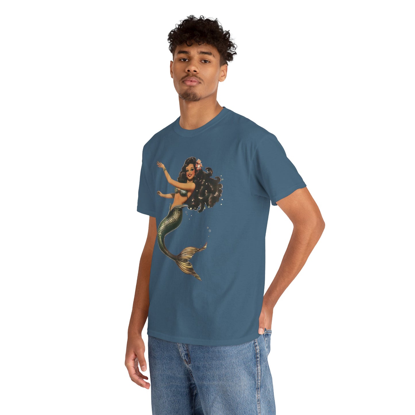 Vintage Pinup Style Graphic Mermaid Tee, All-Gender