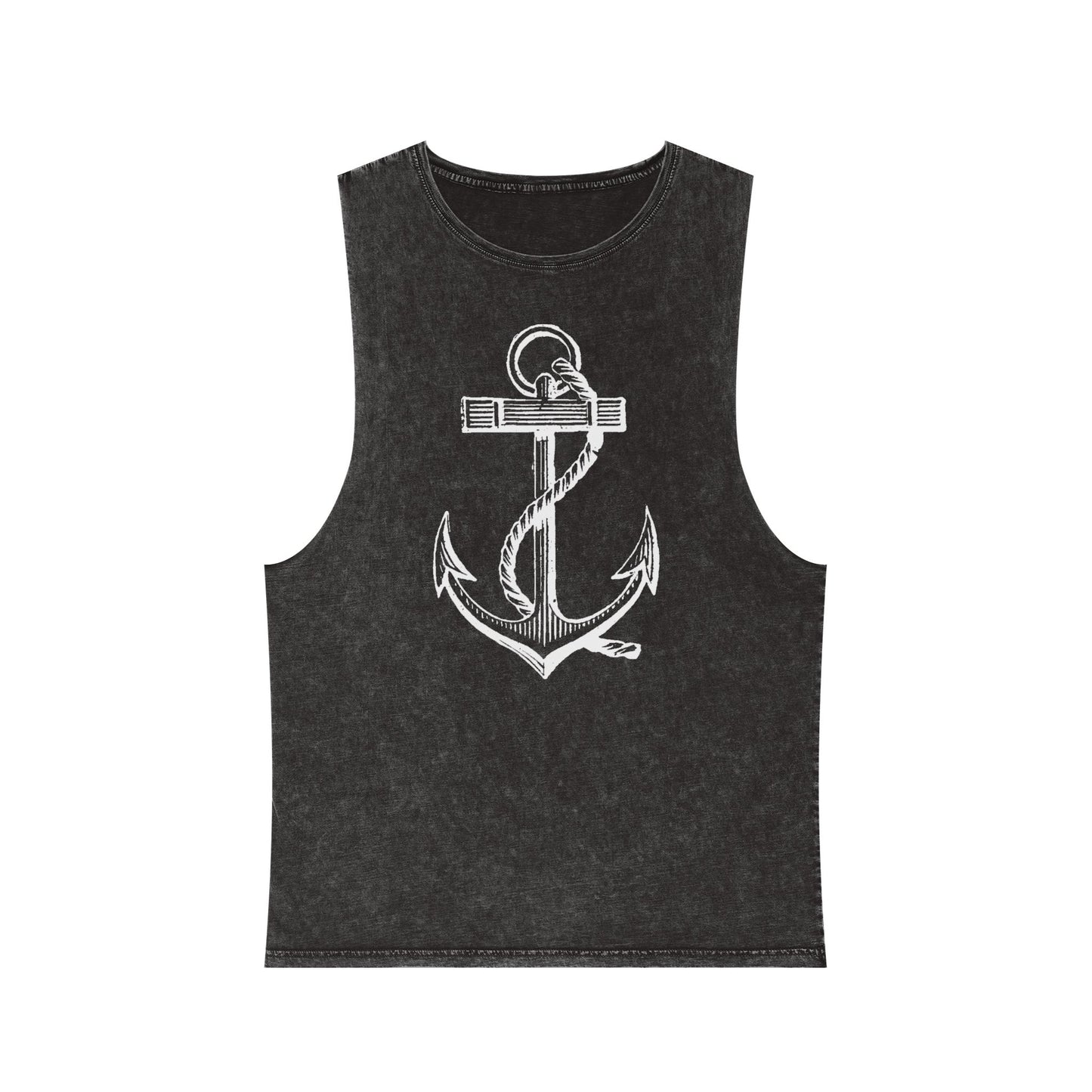 Stonewash Unisex Tank Top - Vintage Nautical Anchor Graphic