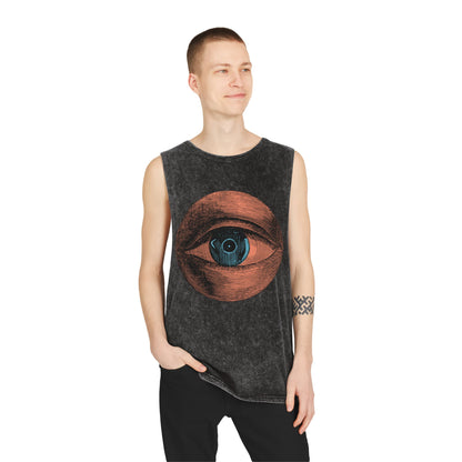 Stonewash Unisex Tank Top - Retro Eye Graphic