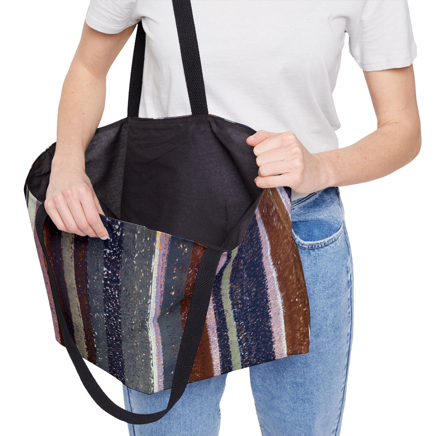The Weekender Bag - Rustic Stripe, Rust and Steel
