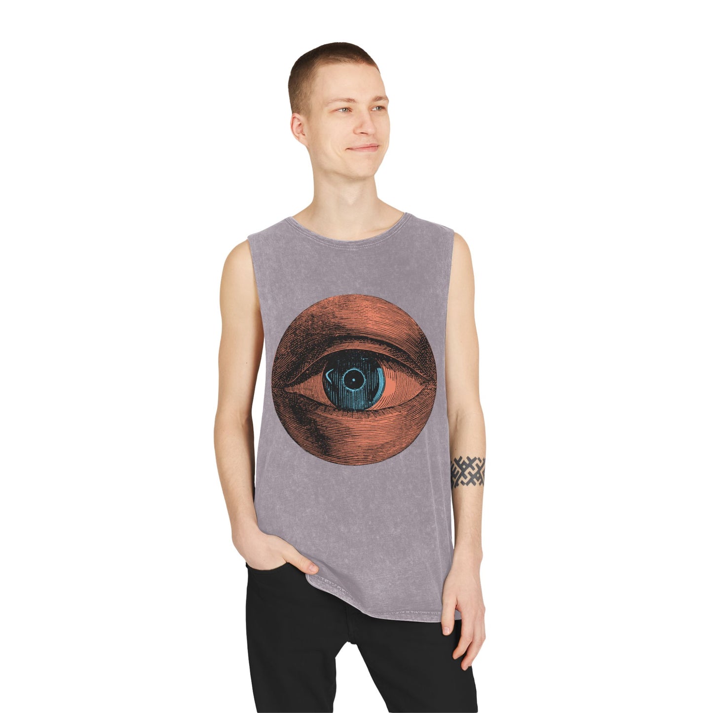 Stonewash Unisex Tank Top - Retro Eye Graphic