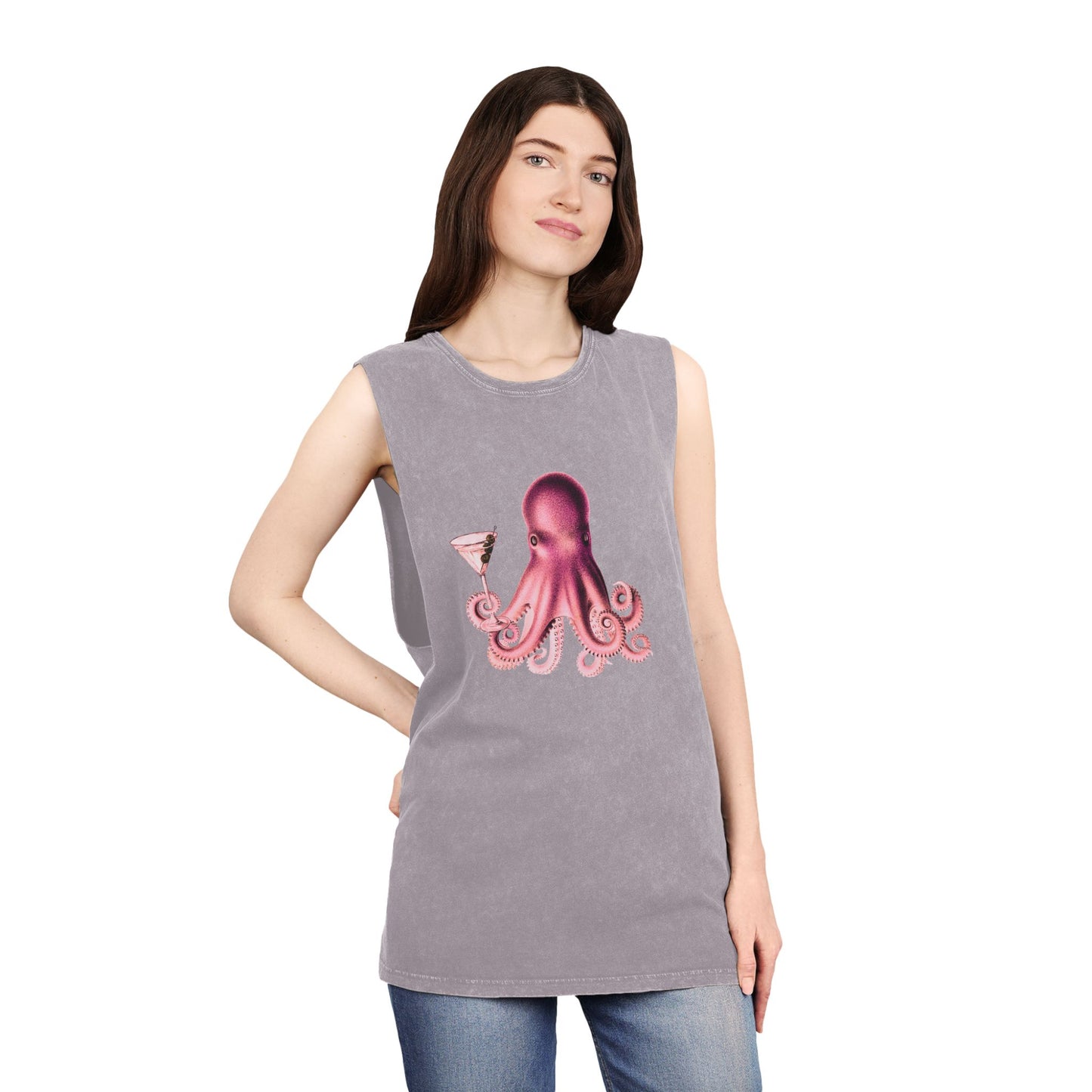 Stonewash Unisex Tank Top - Happy Hour Octopus
