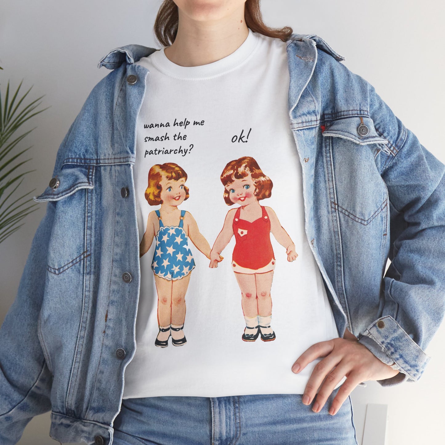 Vintage Paper Doll Retro Graphic T-Shirt - Smash the Patriarchy