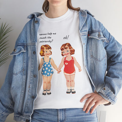 Vintage Paper Doll Retro Graphic T-Shirt - Smash the Patriarchy