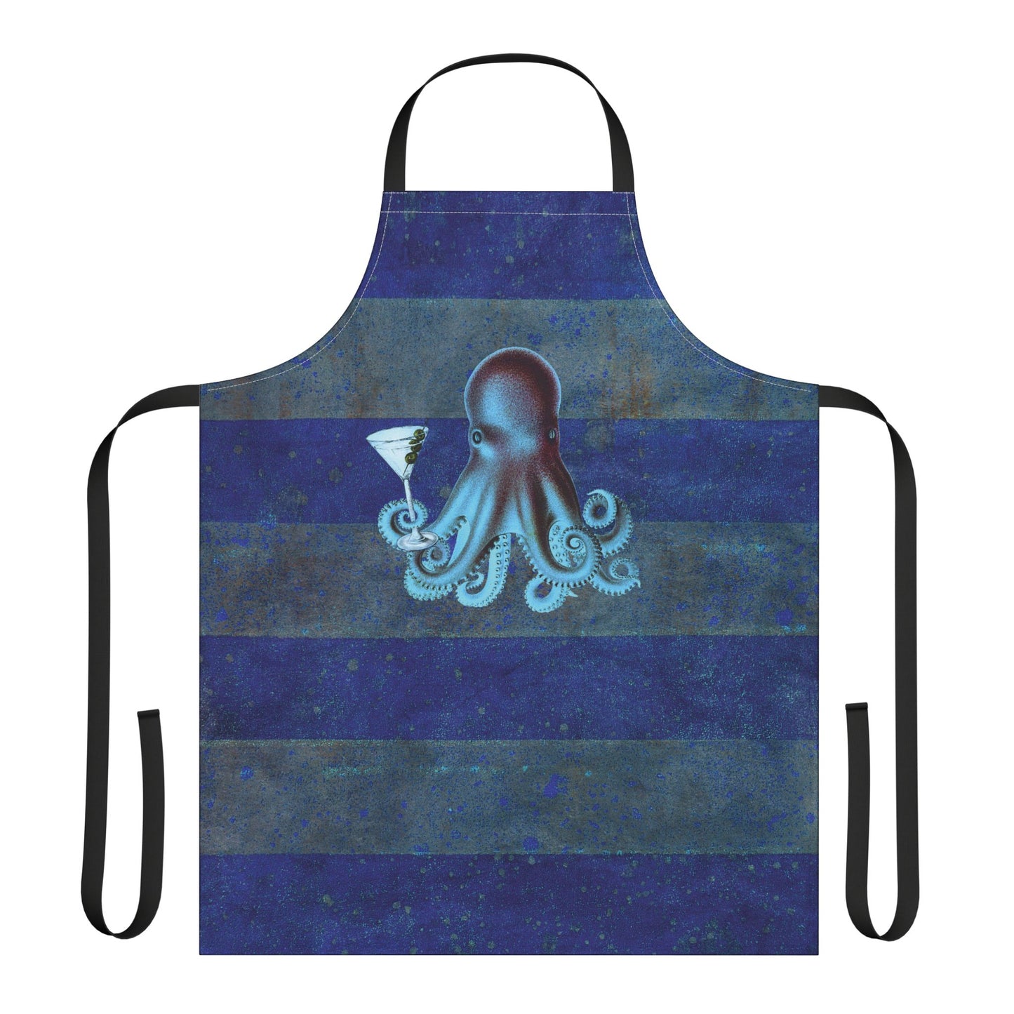 Octopus Martini Apron - Midnight Cabana Stripe