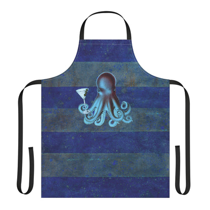 Octopus Martini Apron - Midnight Cabana Stripe