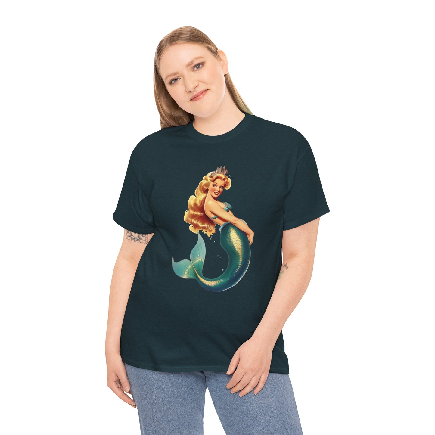 Vintage Pinup Style Graphic Mermaid Tee, All-Gender