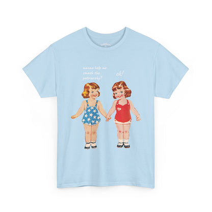 Vintage Paper Doll Retro Graphic T-Shirt - Smash the Patriarchy