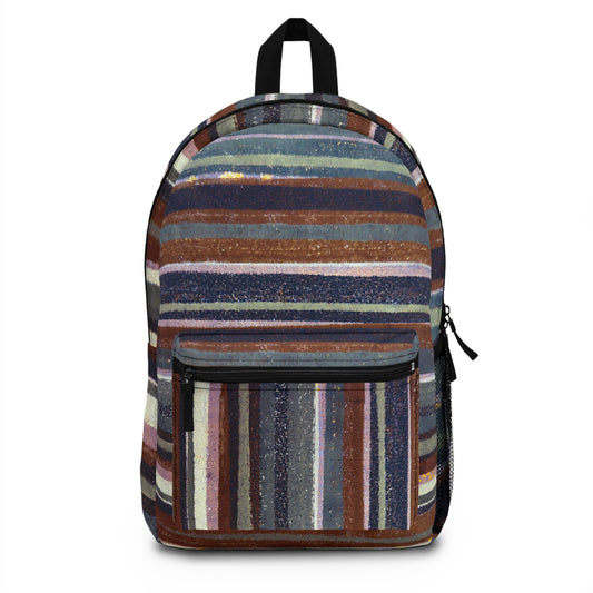 The Art On Your Back Pack - Rustic Stripe, Rust and Steel
