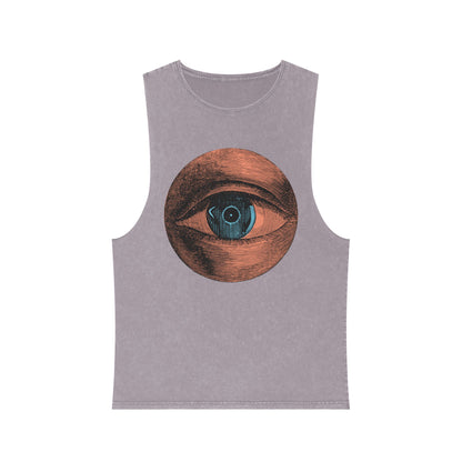 Stonewash Unisex Tank Top - Retro Eye Graphic