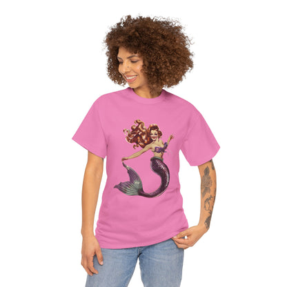 Vintage Pinup Style Graphic Mermaid Tee, All-Gender