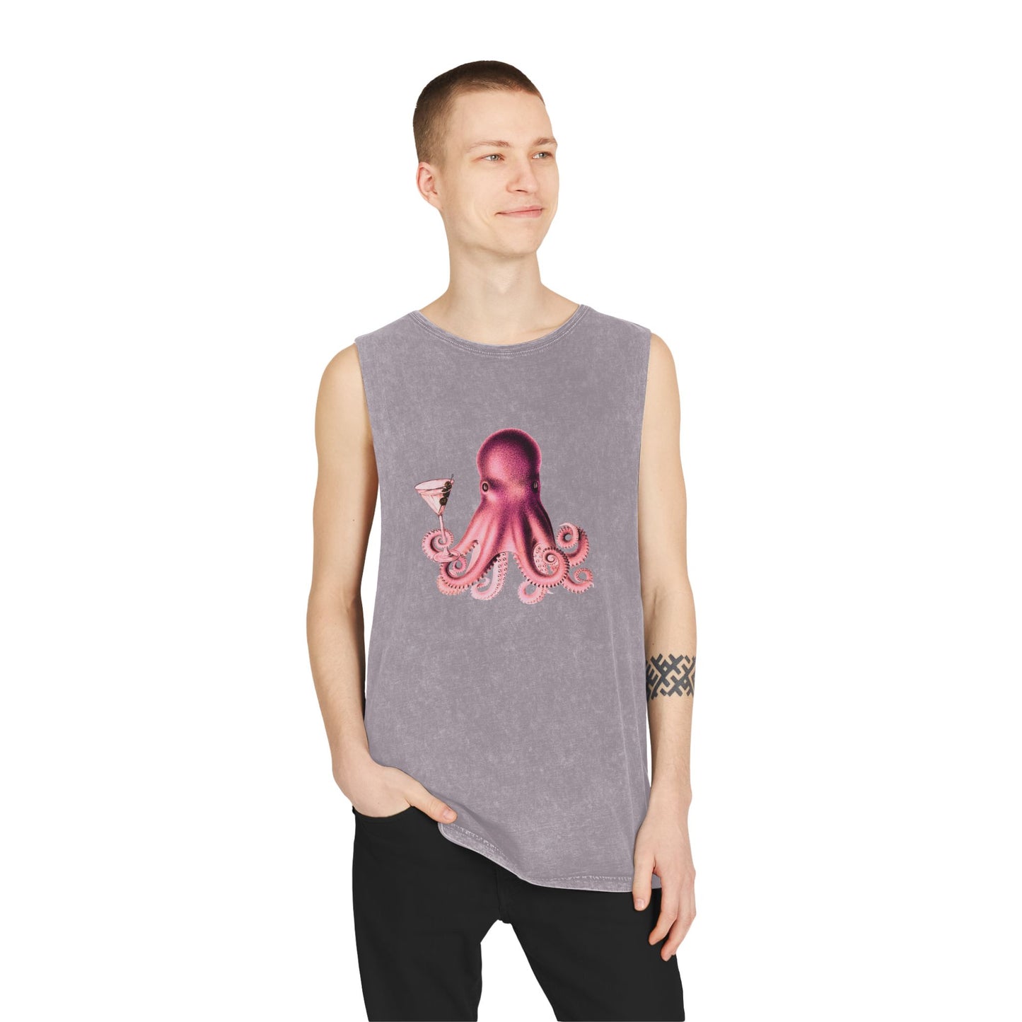 Stonewash Unisex Tank Top - Happy Hour Octopus