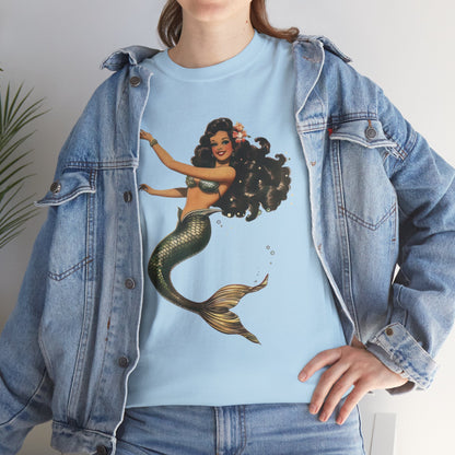 Vintage Pinup Style Graphic Mermaid Tee, All-Gender