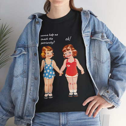 Vintage Paper Doll Retro Graphic T-Shirt - Smash the Patriarchy